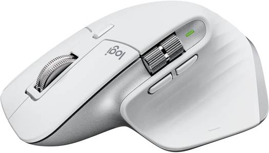 Logitech MX Master 3S for Mac Wireless Mouse with 2.4GHz RF & Bluetooth LE, 8000 DPI Darkfield sensor, silent clicks, MagSpeed electromagnetic scrolling, and up to 70-day battery life — Pale Gray.