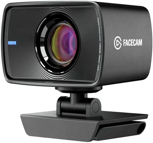 Elgato Facecam Premium Full HD Webcam – 1080p60 resolution with Sony sensor, fixed-focus glass lens, optimized for indoor lighting, 82° field of view, detachable USB-C connection, in black.
