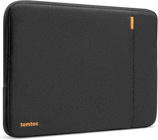 Tomtoc Defender-A13 15" Laptop Sleeve – Compatible with MacBook and Surface Laptop, 360° Protection with Patented CornerArmor, YKK Zippers, Made with Recycled Fabric – Black