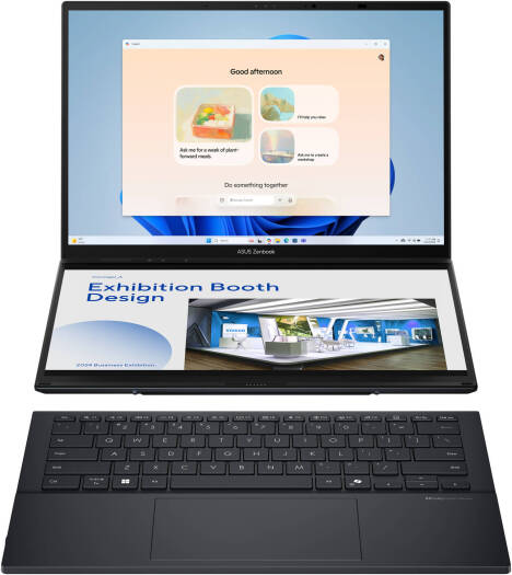 ASUS Zenbook DUO UX8406CA Laptop – 14" 3K OLED 120Hz Touchscreen Display, Intel Core Ultra 9 285H Processor, 32GB RAM, 1TB SSD, Intel Arc Graphics, English Keyboard, Windows 11, Inkwell Gray | Model: 90NB14X1-M002H0
