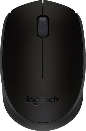 Logitech M171 Wireless Mouse with smooth optical tracking, 2.4GHz connection, and ambidextrous design — Black.