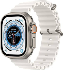 Apple Watch Ultra with GPS + Cellular, 49mm titanium case, white Ocean band (S/M), customizable Action Button, and up to 36 hours of battery life