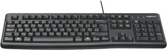 Logitech K120 Wired Business Keyboard for Windows and Linux, USB Plug-and-Play, Full-Size Design, Spill-Resistant, Curved Spacebar, Compatible with PC/Laptop, English/Arabic Layout, Black