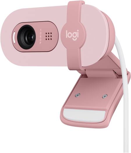 Logitech Brio 100 Full HD 1080p webcam for video calls and streaming, featuring automatic light balancing, built-in microphone, privacy shutter, USB-A connection, and compatibility with Microsoft Teams, Google Meet, Zoom
