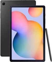 Samsung Galaxy Tab S6 Lite — 10.4" WUXGA+ display, Exynos 1280 chipset, 4GB RAM, 128GB storage, Mali-G68 GPU, Wi-Fi model, Android 14, 7040mAh battery, international variant, in Oxford Gray.