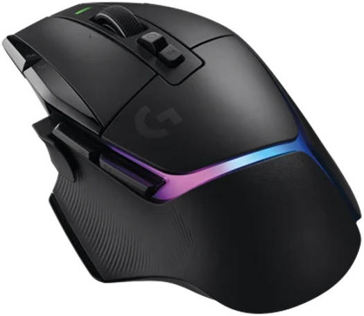 Logitech G502 X Plus Wireless Gaming Mouse with LIGHTSPEED connectivity, 8-zone RGB, HERO 25K sensor up to 25,600 DPI, 40G acceleration, USB-C charging, and up to 120-hour battery life in Black.