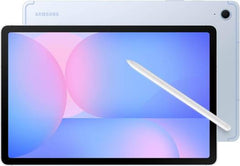 Samsung Galaxy Tab S10 FE, 10.9" WUXGA+ TFT display, 8GB RAM, 128GB storage, includes S Pen, 8000mAh battery, International Version, in Blue.