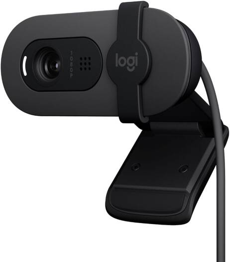 Logitech Brio 100 Full HD 1080p Webcam – Auto-Light Balance, Built-In Microphone, Privacy Shutter, USB-A Connectivity, Compatible with Microsoft Teams, Google Meet, Zoom, and More, Graphite Finish