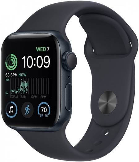Apple Watch SE (GPS), 40mm, Space Gray aluminum case with Midnight sport band