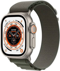 Apple Watch Ultra with GPS + Cellular, 49mm titanium case, green Alpine Loop (Large), customizable Action Button, and up to 36 hours of battery life