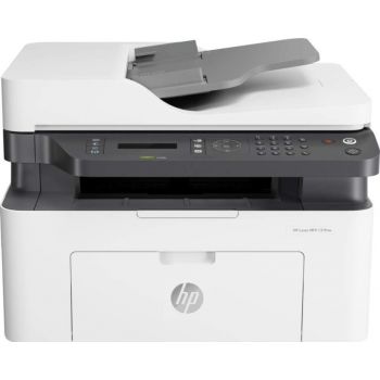 HP Laser MFP 137fnw – Multifunction Printer with Print, Copy, and Scan functions, up to 20 ppm print speed, Ethernet connectivity, 150-sheet input capacity, 128 MB RAM, White.