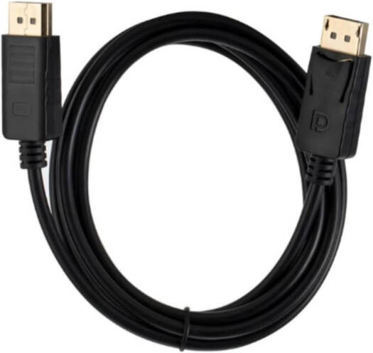 Generic 1.8 m DisplayPort to DisplayPort Cable in black, male-to-male, supporting 21.6 Gbps HBR2 bandwidth, audio transmission, and resolutions up to 4K@60 Hz.