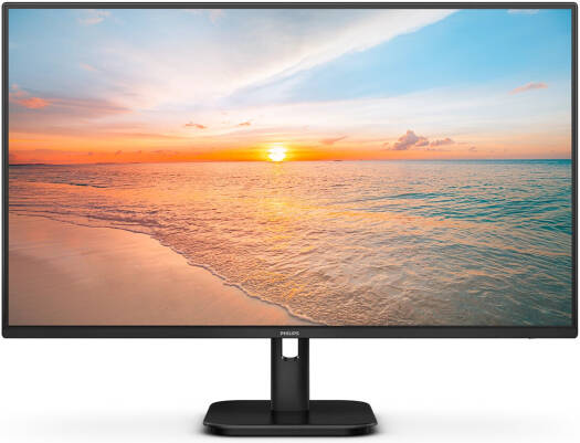 Philips 1000 Series 27E1N1100D Monitor – Black, featuring a 27" IPS display with Full HD resolution, 100Hz refresh rate, 1ms (MPRT) response time, LowBlue Mode, flicker-free technology, and cable management support.