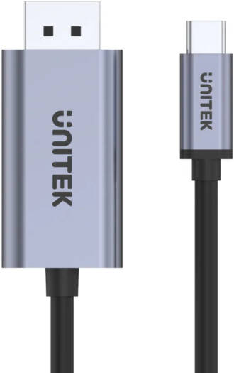 Unitek USB-C to DisplayPort 1.2 Cable (2m, Space Grey) supports 4K@60Hz Ultra HD resolution, DisplayPort Alt Mode, and HDCP 2.2. With aluminum-alloy housing and plug-and-play design, it delivers reliable, high-quality display performance.