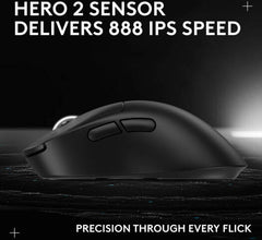 Logitech G PRO X Superlight 2 DEX Gaming Mouse – lightweight wireless design, HERO 2 optical sensor with up to 44,000 DPI, 5 programmable buttons, in black.