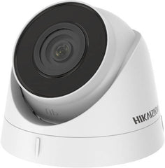 Hikvision DS-2CD1321G0E-I/ECO 2MP fixed turret IP camera with a 2.8mm lens, up to 30m IR range, H.265+ compression, 3D DNR technology, and IP67-rated water and dust protection (white).