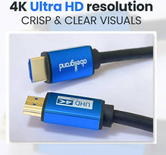 Abellgrand 5 m HDMI Cable in black, supporting 4K resolution, HD 2.0, Dolby audio, 18 Gbps transfer speed, engineered to minimize frame drops and screen lag.