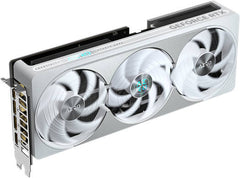 GIGABYTE GeForce RTX 5080 AERO OC SFF Graphics Card with 16GB GDDR7 (256-bit), a 2730 MHz boost clock, 30 Gbps memory speed, PCIe 5.0 support, finished in white.