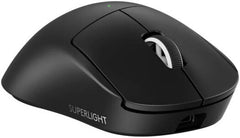 Logitech PRO X Superlight 2 DEX LIGHTSPEED Wireless Gaming Mouse featuring HERO 2 sensor with up to 44,000 DPI, 8 kHz polling, ultra-responsive optical precision, and up to 95-hour battery life — Black.