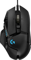 Logitech G502 HERO Gaming Mouse with HERO sensor, 16,000 DPI, RGB lighting, 11 programmable buttons, and 5 adjustable weights for custom balance.