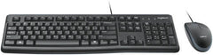 Logitech MK120 Wired Keyboard and Mouse Combo for Windows – Full-Size Keyboard with English/Arabic Layout, Optical Wired Mouse, USB Plug-and-Play, Compatible with PC and Laptop, Black.