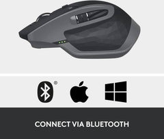 Logitech MX Master 2S Bluetooth Wireless Mouse – works on any surface, features hyper-fast scrolling, ergonomic design, rechargeable battery, and can control up to 3 Mac or Windows computers, in graphite.