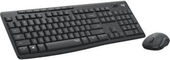 Logitech MK295 Silent Wireless Keyboard and Mouse Combo, 2.4GHz Wireless with Nano USB Receiver, 10m Range, SilentTouch Technology, English/Arabic QWERTY Layout, Graphite