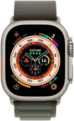 Apple Watch Ultra with GPS + Cellular, 49mm titanium case, green Alpine Loop (Large), customizable Action Button, and up to 36 hours of battery life