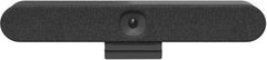 Logitech Rally Bar Huddle all-in-one 4K video bar for small rooms and huddle spaces, featuring 4x HD zoom, built-in speakers and microphones, Wi-Fi/Bluetooth support, and HDMI/USB-C connectivity in a graphite finish.