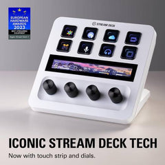 Elgato Stream Deck Plus +. 8x Programmable Buttons, USB 2.0 Interface, LCD Touchscreen, 4 x 360° Encoders With Push Function, White