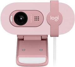 Logitech Brio 100 Full HD 1080p webcam for video calls and streaming, featuring automatic light balancing, built-in microphone, privacy shutter, USB-A connection, and compatibility with Microsoft Teams, Google Meet, Zoom