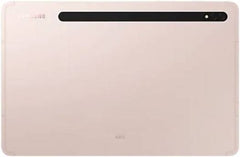 Samsung Galaxy Tab S8 – 11.0" LCD display, 8GB RAM, 128GB storage, Wi-Fi connectivity, Snapdragon 8 2.99 GHz processor, 13MP + 6MP rear and 12MP front cameras, 8000mAh battery, ME version, in Pink Gold.