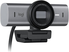 Logitech MX Brio 4K Ultra HD webcam designed for professional collaboration and streaming, featuring an 8.5MP Sony STARVIS sensor, precision glass optics, advanced autofocus, dual beamforming mics, and 4x digital zoom in a graphite finish.