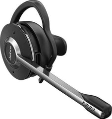 Jabra Engage 65 On-Ear DECT Convertible Headset with up to 100 meters wireless range, advanced noise-canceling, 256-bit AES encryption, and a black finish.