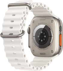 Apple Watch Ultra with GPS + Cellular, 49mm titanium case, white Ocean band (S/M), customizable Action Button, and up to 36 hours of battery life