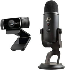 Logitech Blue Yeti USB Microphone + Logitech C922 Pro HD Webcam - Black
