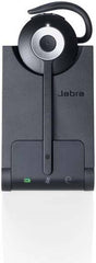 Jabra PRO 930 UC Mono Wireless On-Ear Headset featuring HD voice quality, a noise-cancelling microphone, up to 8 hours of battery life, and wireless range of up to 120 meters. Includes a mini-USB interface, 1.5-meter cable, and comes in black.