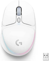 Logitech G705 Wireless Gaming Mouse – 6 fully programmable buttons, up to 40 hours of battery life, adjustable DPI range from 100 to 8,200, LIGHTSYNC RGB illumination, sleek white design.