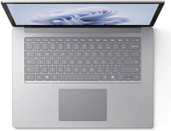Microsoft Surface Laptop 6, featuring a 15" PixelSense Touch Display, Intel Core Ultra 7 165H Processor, 16GB RAM, 256GB SSD, Intel Arc Graphics, English Keyboard, Windows 11 Pro, Platinum.