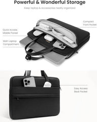 Her-H22 Laptop Shoulder Bag – CornerArmor Technology, Spacious and Organized Storage, Soft Leather Handle, Smart Luggage Strap, YKK Zipper, Water-Repellent Surface – Black