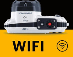 Kodak PIXPRO WPZ2 digital camera in white, featuring a 16MP CMOS sensor, 4× optical zoom, 2.7-inch LCD, RAW file support, waterproof and rugged design, and Full HD 1080p video recording.