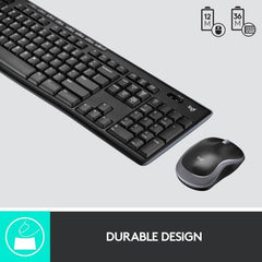 Logitech MK270 Wireless Keyboard & Mouse Combo for Windows, 2.4GHz Connectivity, Compact Mouse, 8 Multimedia & Shortcut Keys, Up to 2-Year Battery Life, English Layout, Graphite