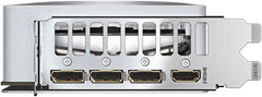 GIGABYTE GeForce RTX 5080 AERO OC SFF Graphics Card with 16GB GDDR7 (256-bit), a 2730 MHz boost clock, 30 Gbps memory speed, PCIe 5.0 support, finished in white.