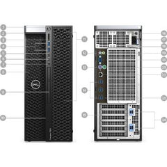Dell Precision 7820 tower workstation with Intel Xeon Silver 4210R 2.2GHz processor, 64GB RAM (4×16GB), 256GB 2.5" SATA SSD plus 2TB 7,200 RPM HDD, NVIDIA Quadro T1000 GPU, running Windows 10 Pro.