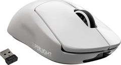Logitech G Pro X Superlight Wireless Mouse – 2.4 GHz connection, 40 G acceleration, HERO optical sensor with up to 25,600 DPI, 70-hour battery life, 5 programmable buttons, compatible with Windows and Mac, in white.
