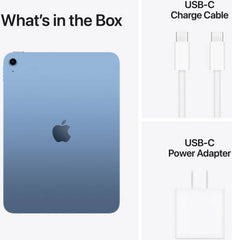 Apple iPad – 11" Liquid Retina display, A16 chip with 5-core CPU, 4-core GPU, and 16-core Neural Engine, 128GB storage, 12MP front and rear cameras, Touch ID, Wi-Fi, up to 10 hours of battery life, in Blue.