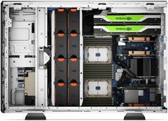 Dell PowerEdge T550 tower server with an Intel Xeon Silver 4310 processor (2.1GHz), 8GB RDIMM memory, 300GB SATA read-intensive SSD (6Gbps), 3.5-inch chassis supporting up to eight drives, iDRAC9 Enterprise, and redundant dual 800W power supplies.