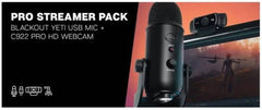 Logitech Blue Yeti USB Microphone + Logitech C922 Pro HD Webcam - Black
