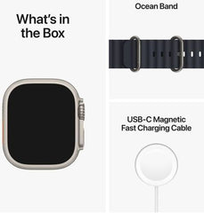 Apple Watch Ultra with GPS + Cellular, 49mm titanium case, midnight Ocean band (S/M), customizable Action Button, and up to 36 hours of battery life