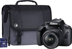 Canon EOS 4000D DSLR camera in black, bundled with the EF-S 18–55mm III lens kit.